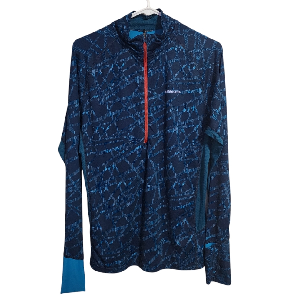 PATAGONIA‎ All Weather Zip Neck Pullover Blue Gorpcore Active Men's